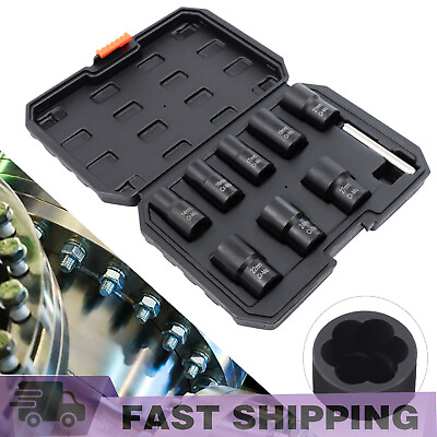 #ad 8 Pcs Wheel Lug Nut Remover Remove Damaged Locked Nuts Bolts Extractor Tools NEW $39.00
