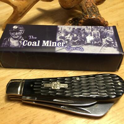 #ad Rough Ryder The Coal Miner Black Jigged Bone 2 Blade 4quot; Pocket Knife RR1284 $20.98