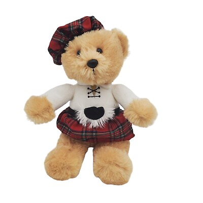 #ad Aurora 12 Inch Scottish Teddy Bear Stuffed Animal Plush Red Kilt Tartan Plaid $11.05