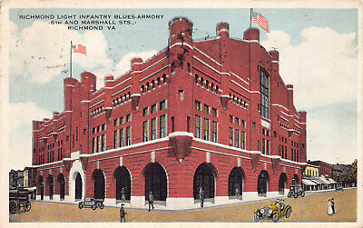 #ad Richmond Light Infantry Blues Armory Richmond VA early postcard used in 1918 $12.00