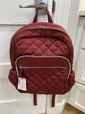 #ad Vera Bradley Iconic Campus Backpack Berry Red NWT Quilted Waterproof Retail $145 $44.00