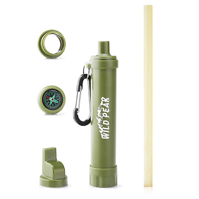 #ad Wild Peak Stay Alive 2 Water Filter Survival Straw with Whistle Mirror Compass $17.99