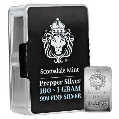 #ad 100 x 1 Gram Silver Bars Prepper Silver .999 Silver Bullion Bars #A614 $374.87