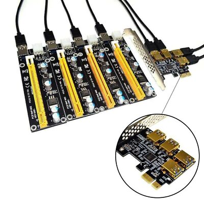 4Port PCIe Riser Card Adapter PCI E 1x To 4 USB 3.0 Converter GPU For BTC Mining $28.99