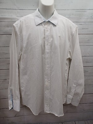 #ad Quieti Mens Blue White Checked 100% Fine Cotton Casual Button Up Shirt Sz XL $22.29
