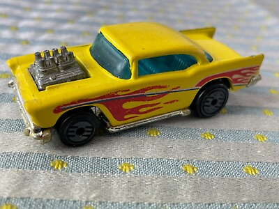 #ad Hot Wheels 1976 57 Chevy Bel Air Yellow Flames and Ultra Hot Loose $4.99