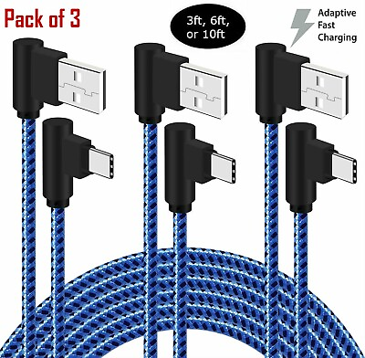 #ad 90 Degree Fast Charge USB C to USB A Cable Type C Charger Cord L Quick Charging $3.39