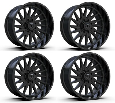 #ad Set 4 22quot; TIS 547B Gloss Black 22x12 Wheels 5x5 44mm Lifted For Jeep Truck Rims $1682.76