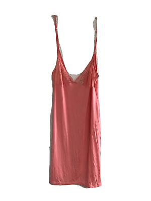 #ad La Perla M Women Floral Lace Slip Dress Nightgown Nightie Peach Stretch Straps $95.00