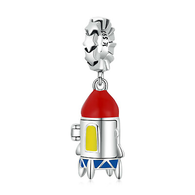 #ad Sterling Silver Rocket Dangling Charm for Her Fits Charm Bracelet or Necklace $28.50