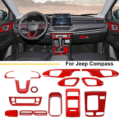 #ad For Jeep Compass 2021 2022 2023 15xRed Full Decoration ABS Cover Kit Accessories $224.42