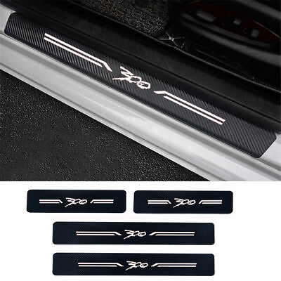 #ad 4Pcs For 300 C 300S Carbon Fiber Leather Car Door Sill Stickers Accessories New $11.40