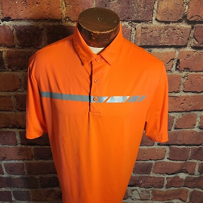 #ad Under Armour Coldblack Men#x27;s Large Coral Pink Gray Short Sleeve Golf Polo Shirt $19.98