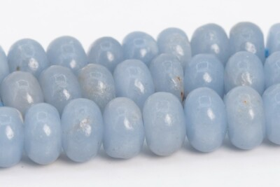 #ad 7x4MM Genuine Natural Blue Angelite Beads Grade A Rondelle Loose Beads $7.39