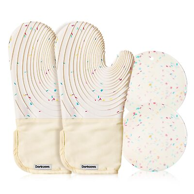 #ad Silicone Oven Mitts PairOven Gloves BPA Free Long Cooking MittsCute Oven ... $39.62