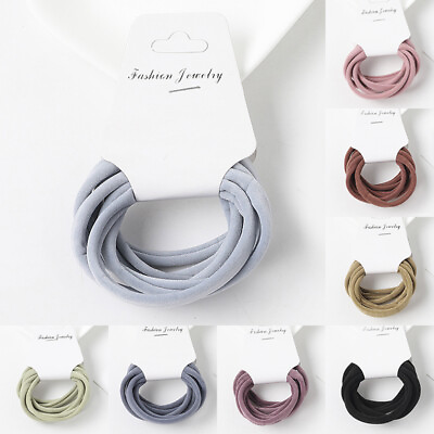 #ad 6Pcs Set High Elastic Basic Rubber Band Seamless Hair Ring Simple Solid Color CA C $1.31