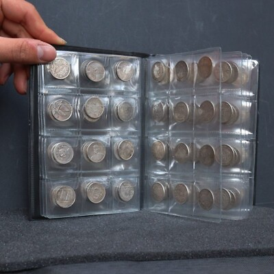#ad 120 Pcs Copper Nickel Coin Storage Album Holder Collection Money Book $48.50