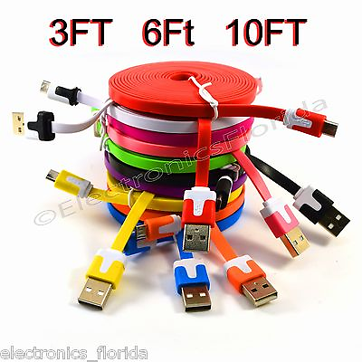 #ad LOT Flat Regular Micro USB Data Sync Cable Cord 3510FT for Android Phones b321 $10.23