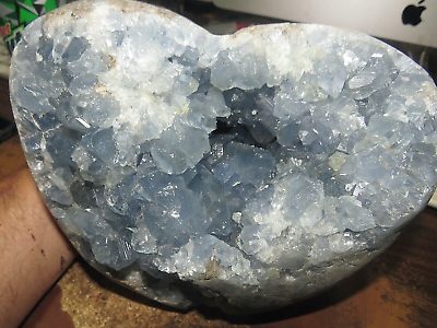 #ad HEART Natural Celestite Geode Cluster Quartz Crystal Healing MADAGASCAR STD $297.46