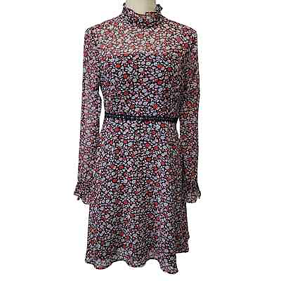 #ad Marks amp; Spencer Limited Edition Long Sleeve High Neck Floral Dress Women 8 $38.95