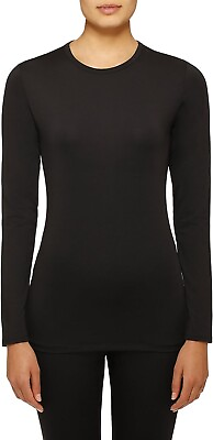 #ad Cuddl Duds ClimateRight Microfiber Warm Underwear Long Sleeve top Black Small $9.99