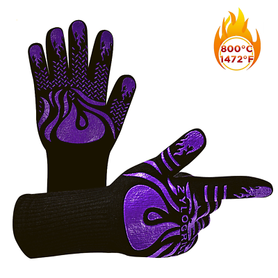 #ad 1 PAIR 1472℉ SILICONE Heat Resistant Grill Cooking Oven Gloves BBQ Mitt US Stock $9.99