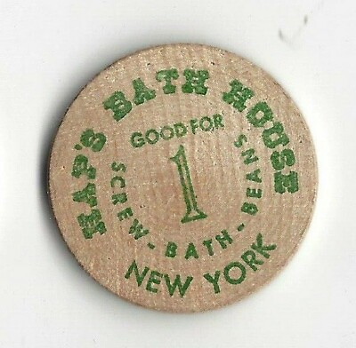 #ad Hap#x27;s Bath House New York Bandy House Token Reproduction Wooden Nickel Token $4.95