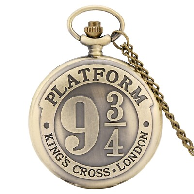 #ad Vintage Harry Hogwarts Quartz Pocket Watch Necklace Chain Mens Womens Gift $1.89