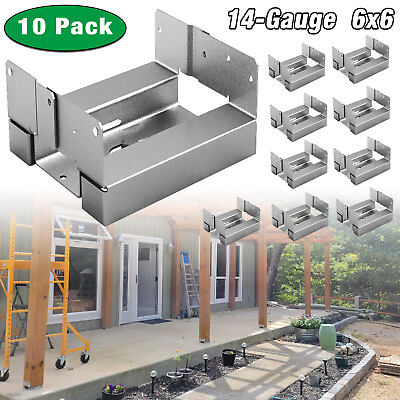 #ad 10Pcs 6x6 Concrete Deck Post Anchor Base Adjustable Metal Post Bracket Post Base $67.58