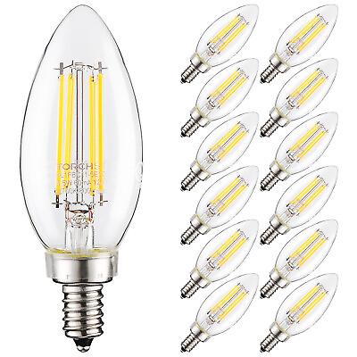 #ad 12 Pack 5.5W Dimmable E12 LED Candelabra Light Bulb Clear Glass 2700K $38.99