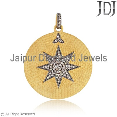 #ad STAR Charm Natural Pave Diamond 925 Sterling Silver Jewelry Designer Pendant $216.19