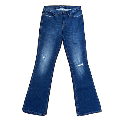 #ad Misses Rock amp; Republic Bootcut Studded Distressed Tattered Blue Denim Jeans 8 $33.50