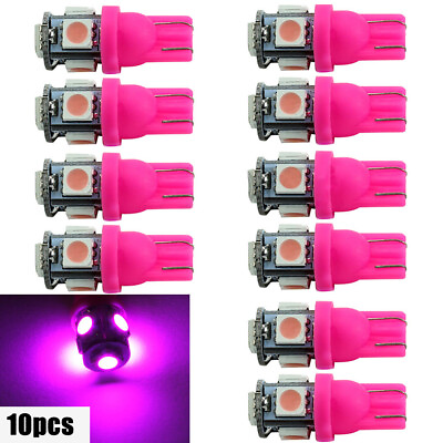 #ad 10* T10 194 168 W5W 5050 SMD LED Purple Car Wedge Tail Side Light Lamp Bulb Kit $14.45