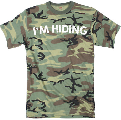 #ad Mens Im Hiding Camo T Shirt Funny Sarcastic Military Hunting Novelty Dad Joke $9.50