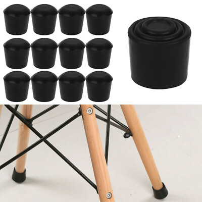 #ad 12x Round Chair Leg Caps Rubber Feet Floor Protector Pads Furniture Table Covers $12.08