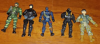 #ad Lot of 5 Action Adventure Figures Military Combat Police Army Navy Diver 4quot; Toys $6.99