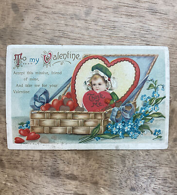 #ad Vintage Valentine Post Card TO MY VALENTINE THINK OF ME Used Series 1236 $7.21