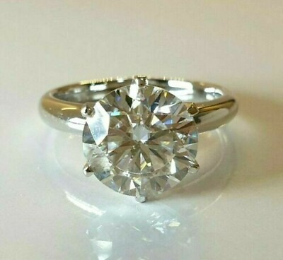 #ad RARE 6.10 Ct Delicate Off White Solitaire Diamond Ring in White Finish Certified $569.81