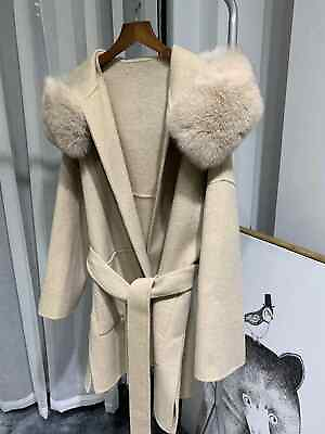 #ad Winter Jacket Women Collar Hooded Wool Blends Outerwear Streetwear $255.55