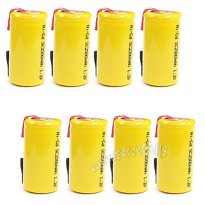 #ad 8 x SubC Sub C 2500mAh 1.2V NiCd Rechargeable Battery with Tab Yellow US Stock $16.62