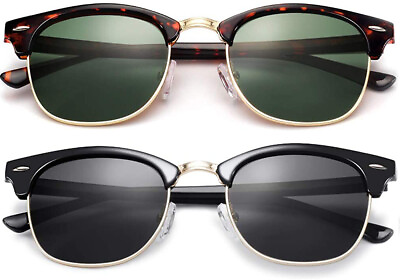 Retro Vintage Polarized Sunglasses Mens UV400 Half Metal Frame Club Sunglasses $11.98