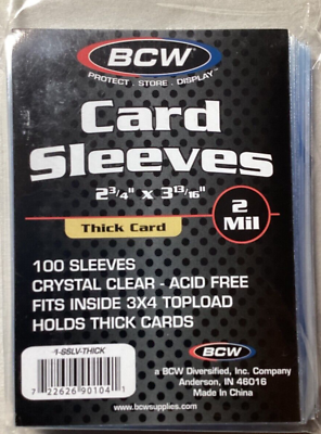 #ad BCW Trading Card Sleeves 1 Unopened pack of 100 For Thick cards With Tracking $3.35