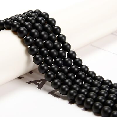 #ad Black Onyx Matte Round Beads 4mm 6mm 8mm 10mm 12mm Approx 15.5quot; Strand $5.49