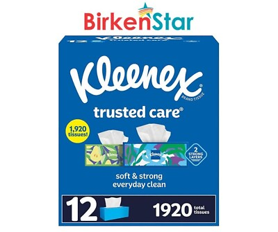 #ad Kleenex Trusted Care 2 ply Facial Tissues Flat Boxes 160 tissues box 12 boxes $29.33