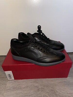 #ad NIB Salvatore Ferragamo Miles Low Top Sneakers Leather Black Size 7.5 US $349.99