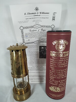 #ad E Thomas and Williams Cambrian Brass Miners Oil Safety Lamp Lantern Wales Made $265.00