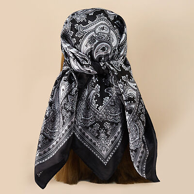 #ad Headscarf Contrast Color Neck Decoration Paisley Print Summer Scarf Silky $8.60