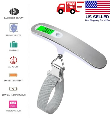 #ad Portable Travel LCD Digital Hanging Luggage Scale Electronic Weight 110lb 50kg $6.39