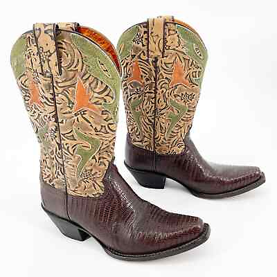 #ad Frye Vintage Lily Western Cowgirl Multicolor Lizard Skin Boots RARE Women#x27;s sz 9 $275.00