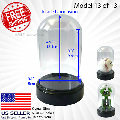 #ad Acrylic Display Case Tall Small Clear Plastic Round Dome Dust Proof Toy Figure $11.95